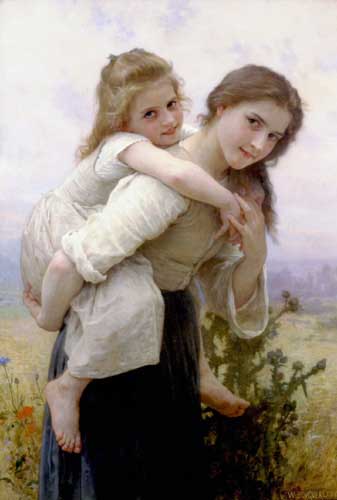 Painting Code#12551-Bouguereau, William - Not Too Much To Carry