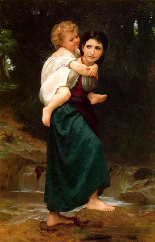 Painting Code#12568-Bouguereau, William - The Crossing of the Ford