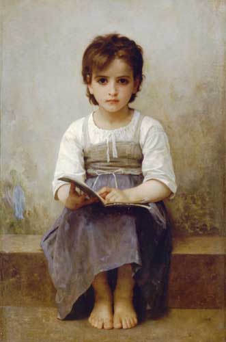 Painting Code#12571-Bouguereau, William - The Difficult Lesson