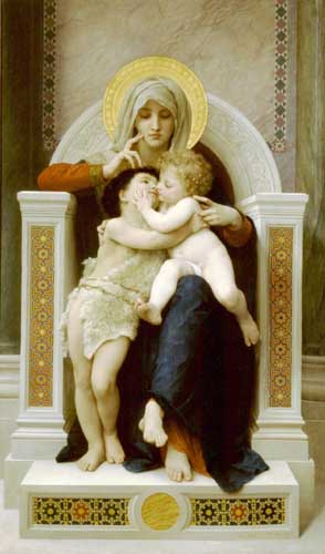 Painting Code#12596-Bouguereau, William - The Virgin, Jesus &amp; Saint John Baptist