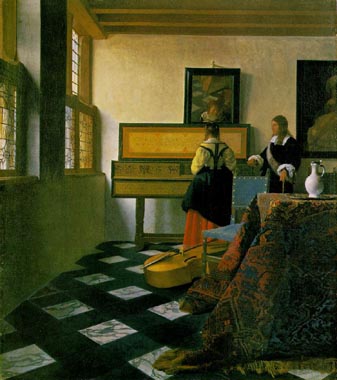 Painting Code#1334-Vermeer, Jan: A Lady at the Virginals with a Gentleman