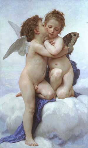 Painting Code#1401-Bouguereau, William(France): Cupid and Psyche as Children