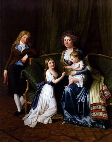 Painting Code#1404-Danloux, Henri Pierre: Portrait Of A Family In An Interior 