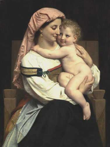 Painting Code#1411-Bouguereau, William: Woman of Cervara and Her Child