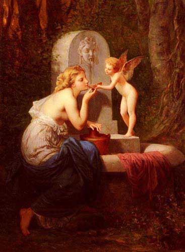 Painting Code#1420-Picou, Henri Pierre(France): At The Fountain
