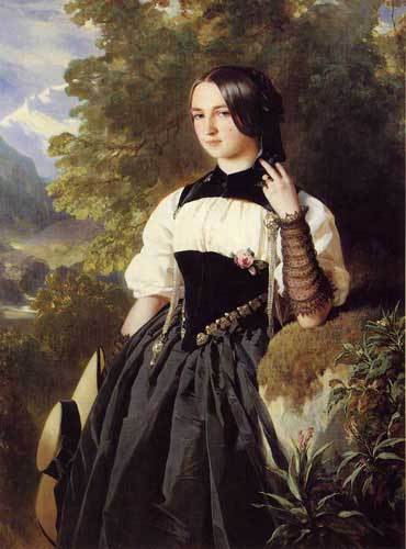 Painting Code#1427-Winterhalter, Franz Xavier: A Swiss Girl from Interlaken 