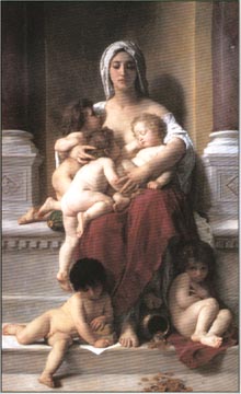 Painting Code#1437-Bouguereau, William(France): Charity