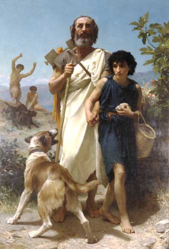 Painting Code#1446-Bouguereau, William(France): Homer and His Guide
