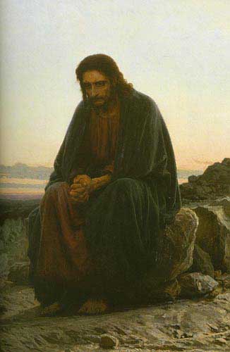 Painting Code#1454-Kramskoy, Ivan Nikolaevich(Russia): Christ in the Wilderness