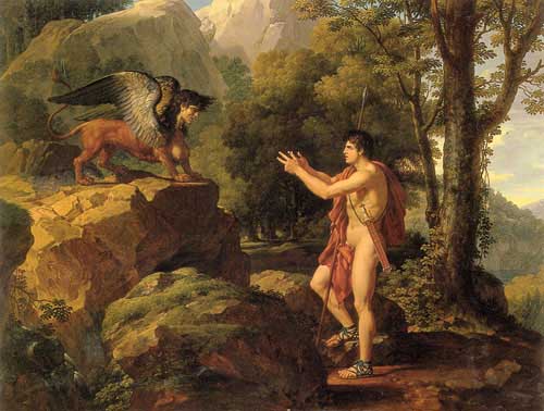 Painting Code#1473-Fabre, Francois-Xavier(France): Oedipus and the Sphinx