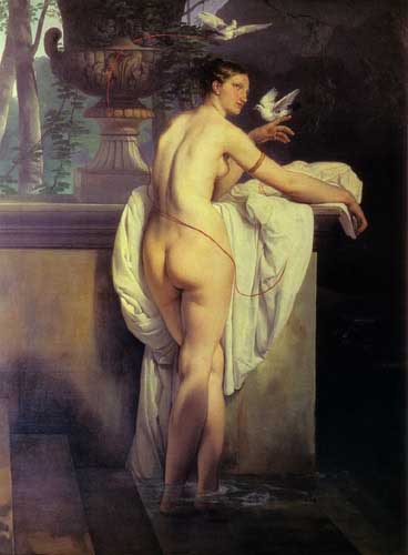 Painting Code#1476-Hayez, Francesco(Italy): Venus Playing with Two Doves