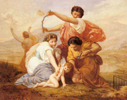 Painting Code#1489-Picou, Henri Pierre(France): Clipping Cupid&#039;s Wings
