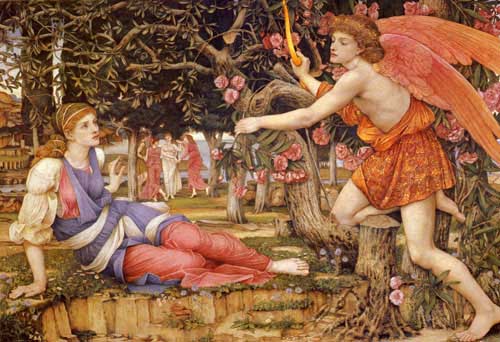 Painting Code#1496-Stanhope, John Roddam Spencer(England): Love and the Maiden