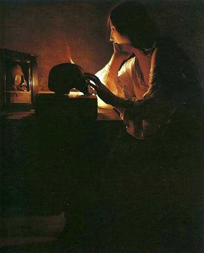Painting Code#15067-La Tour, Georges de(France): The Repentant Magdalen