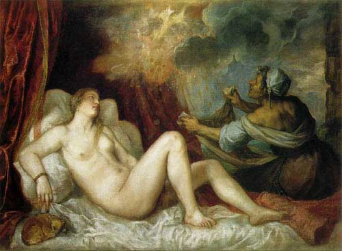 Painting Code#15083-Titian (Italian, 1485-1576): Danae and the Shower of Gold