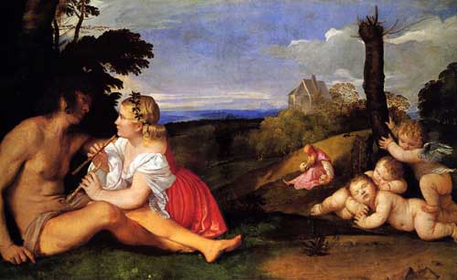 Painting Code#15087-Titian (Italian, 1485-1576): The Three Ages of Man 