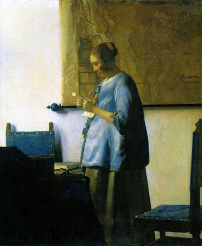 Painting Code#15173-Vermeer, Jan - Woman in Blue Reading a Letter