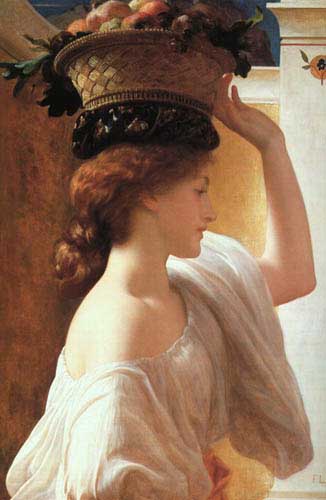 Painting Code#1518-Leighton, Lord Frederick(England): Eucharis - A Girl with a Basket of Fruit