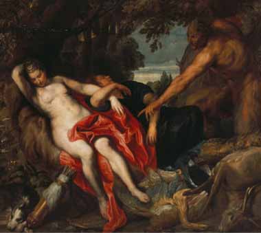 Painting Code#15267-Sir Anthony van Dyck - Diana and Endymion Surprised by a Satyr