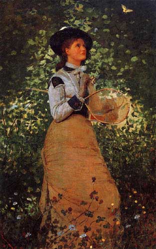 Painting Code#1535-Winslow Homer - The Butterfly Girl