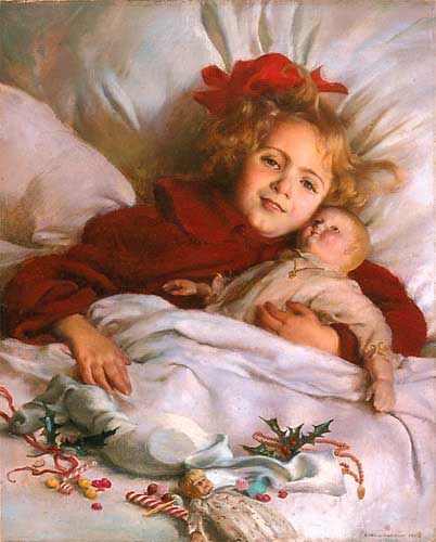 Painting Code#1539-Charles Courtney Curran: Christmas Morning
