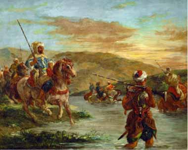 Painting Code#15393-Delacroix, Eugene - Fording a River in Morocco