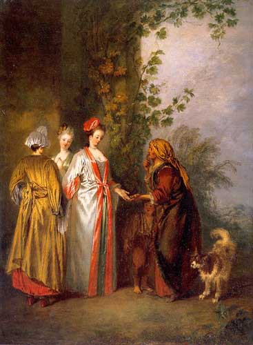 Painting Code#15486-Watteau, Jean-Antoine - The Fortune Tellers
