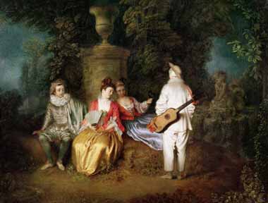 Painting Code#15487-Watteau, Jean-Antoine - The Foursome
