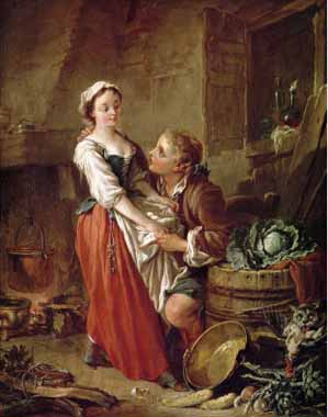 Painting Code#15515-Boucher, Francois - The Beautiful Kitchen Maid