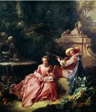 Painting Code#15518-Boucher, Francois - The Music Lesson