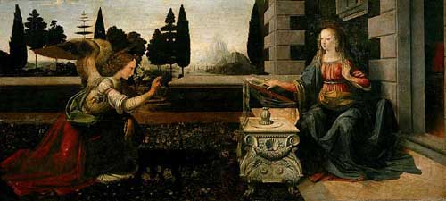 Painting Code#15526-Leonardo da Vinci - Annunciation