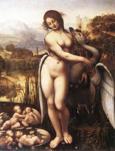 Painting Code#15531-Leonardo da Vinci - Leda and the Swan