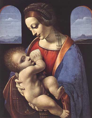 Painting Code#15534-Leonardo da Vinci - Madonna Litta