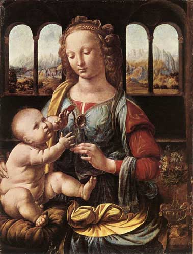 Painting Code#15538-Leonardo da Vinci - The Madonna of the Carnation