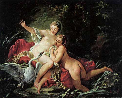 Painting Code#1601-Boucher, Francois(France): Leda and the Swan