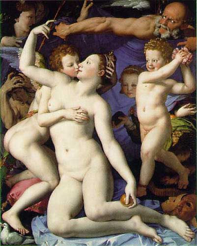 Painting Code#1611-Bronzino, Agnolo(Italy): Venus, Cupide and the Time
