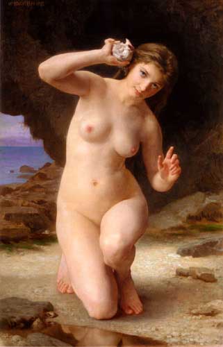 Painting Code#1612-Bouguereau, William(France): Woman with Seashell