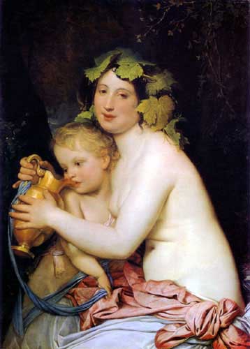 Painting Code#1615-Bruni, Fyodor(Russia): Bacchant Giving Cupid a Drink
