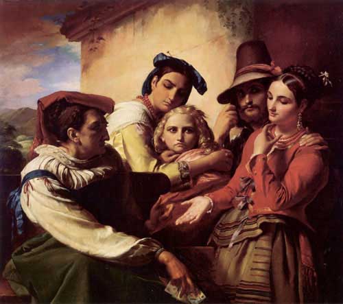 Painting Code#1704-Navez, Francois Joseph(Belgium): The Fortune Teller
