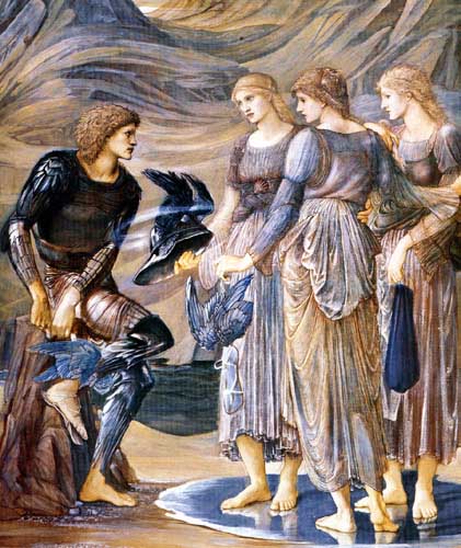 Painting Code#1705-Burne-Jones, Sir Edward Coley(UK): The Perseus Series: Perseus and the Sea Nymphs