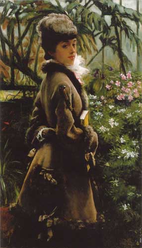 Painting Code#1712-Tissot, James Jacques Joseph(France): In the greenhouse