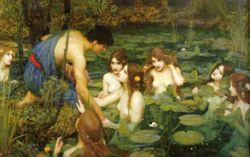 Painting Code#1762-Waterhouse, John William: Hylas and the Nymphs
