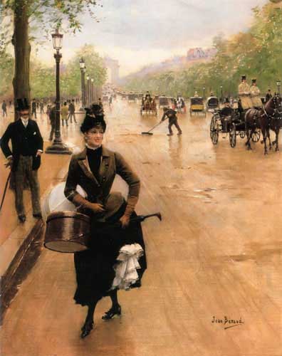 Painting Code#1768-Beraud, Jean(France): The Milliner on the Champs Elysees