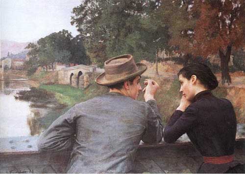 Painting Code#1779-Friant, Emile(France): The Lovers (Autumn Evening)