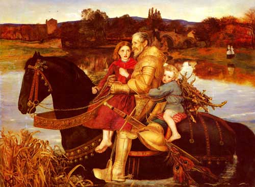 Painting Code#1790-Millais, John Everett(England): A Dream of the Past - Sir Isumbras at the Ford