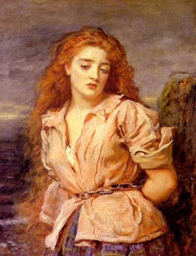 Painting Code#1792-Millais, John Everett(England): The Matyr of the Solway