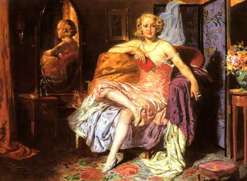 Painting Code#1869-Argyros, Oumbertos: Girl in Boudoir