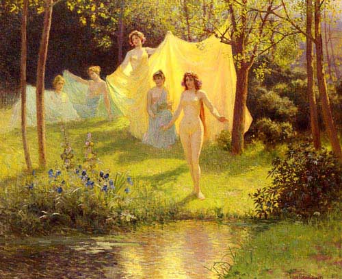 Painting Code#1905-Beauduin, Jean(Belgium): Vestales about to Bathe