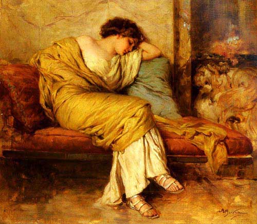 Painting Code#1911-Beltrame, Achille: Sleeping Figure
