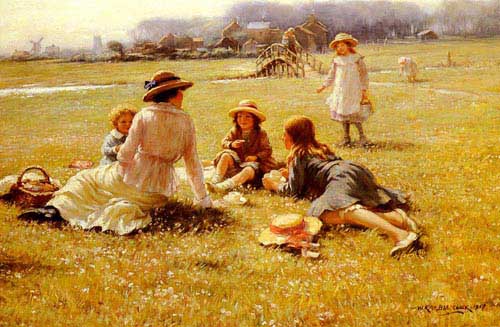 Painting Code#1936-Blacklock, William Kay(France): A Picnic Party